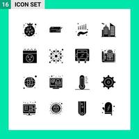 16 creatief pictogrammen modern tekens en symbolen van kalender bedrijf financiën gebouw groei bewerkbare vector ontwerp elementen