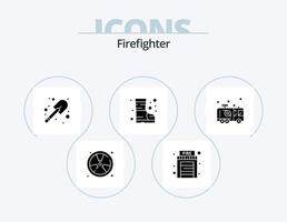 brandweerman glyph icoon pak 5 icoon ontwerp. brandweerman. noodgeval. bouw. auto. brand vector
