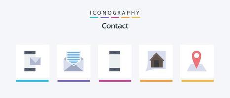 contact vlak 5 icoon pak inclusief gesprek. contact. envelop. slim telefoon. telefoon. creatief pictogrammen ontwerp vector