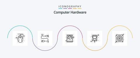 computer hardware lijn 5 icoon pak inclusief fan. hdmi. computer. USB. kabel vector