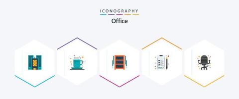kantoor 25 vlak icoon pak inclusief stoel. stoel. meubilair. werk. analytics vector