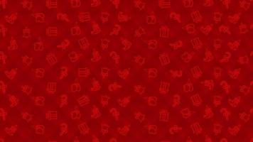 Kerstmis rood naadloos patroon met wanten, huidige doos, klokken en elvenlaarzen. vector