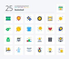 basketbal 25 vlak kleur icoon pak inclusief bal. sport. plaats. basketbal. ticket vector