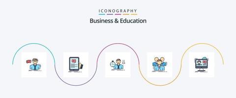 bedrijf en onderwijs lijn gevulde vlak 5 icoon pak inclusief bedrijf. team. seminarie. tijd. verdrietig vector