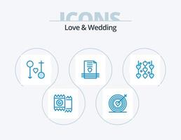 liefde en bruiloft blauw icoon pak 5 icoon ontwerp. brief. hart. bruiloft. passie. mannetje vector