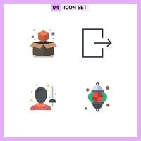 4 vlak icoon concept voor websites mobiel en apps kubus zwaard pijl vrouw licht bewerkbare vector ontwerp elementen