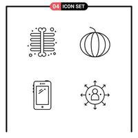 voorraad vector icoon pak van 4 lijn tekens en symbolen voor borst Samsung fruit slim telefoon pijlen bewerkbare vector ontwerp elementen