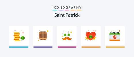 heilige Patrick vlak 5 icoon pak inclusief datum. heilige patrick. drankje. hart. bloem. creatief pictogrammen ontwerp vector