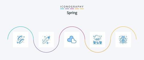 voorjaar blauw 5 icoon pak inclusief de lente. beestje. liefde. regen. groei vector