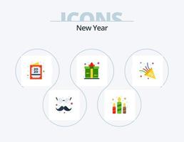 nieuw jaar vlak icoon pak 5 icoon ontwerp. partij tijd. vieren. kaart. Geschenk. doos vector