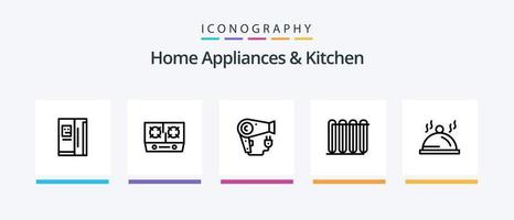 huis huishoudelijke apparaten en keuken lijn 5 icoon pak inclusief haar. machine. telefoon. kompas. tijd. creatief pictogrammen ontwerp vector