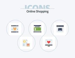 online boodschappen doen vlak icoon pak 5 icoon ontwerp. online. prijs. liefde. op te slaan. online vector