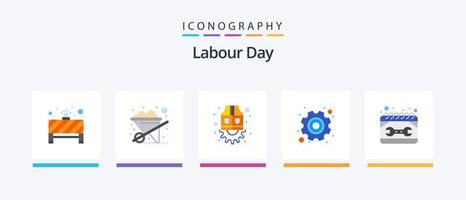 arbeid dag vlak 5 icoon pak inclusief onderhoud. kalender. arbeid. arbeid. versnelling. creatief pictogrammen ontwerp vector