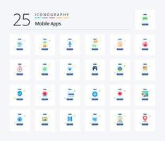mobiel apps 25 vlak kleur icoon pak inclusief winkelen. tas. audio herkenning. ogenblik boodschapper. bubbel vector
