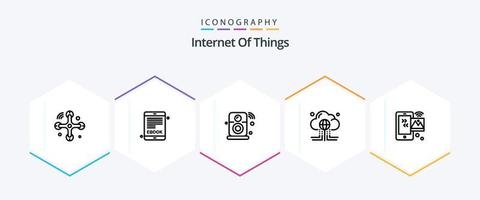 internet van dingen 25 lijn icoon pak inclusief afbeelding. globaal. internetten. gegevens. wolk vector