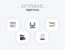 nacht partij vlak icoon pak 5 icoon ontwerp. boog. feest. kalender. nacht. partij vector