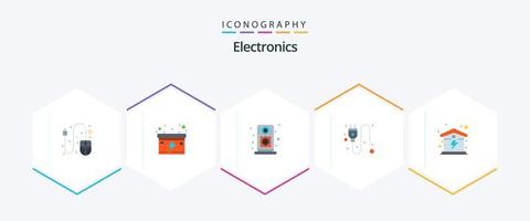 elektronica 25 vlak icoon pak inclusief . energie. spreker. huis. elektrisch vector