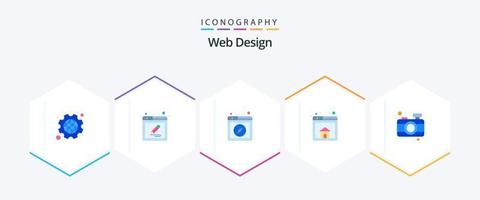 web ontwerp 25 vlak icoon pak inclusief afbeelding. web. browser. Startpagina. web vector