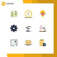reeks van 9 modern ui pictogrammen symbolen tekens voor routebeschrijving multimedia kaart media speler uitrusting bewerkbare vector ontwerp elementen