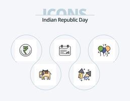 Indisch republiek dag lijn gevulde icoon pak 5 icoon ontwerp. deepavali. vieren. bedrijf. handel. inr vector