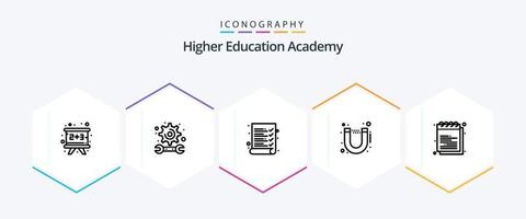 academie 25 lijn icoon pak inclusief studie. onderwijs. controleren. academie. stroomlijnen vector