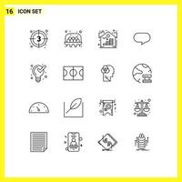 16 universeel schets tekens symbolen van beheer chatten voedsel babbelen Bedrijfsmiddel bewerkbare vector ontwerp elementen