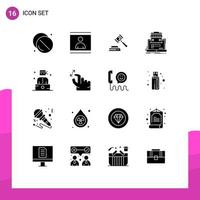 mobiel koppel solide glyph reeks van 16 pictogrammen van online markt organisatie foto marktplaats wet bewerkbare vector ontwerp elementen