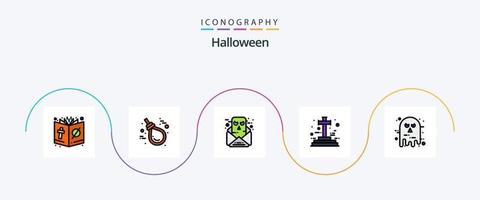 halloween lijn gevulde vlak 5 icoon pak inclusief halloween. graf. knoop. kruis. gesprek vector