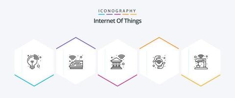 internet van dingen 25 lijn icoon pak inclusief keuken. beschermd. bankieren. netwerk. verbindingen vector