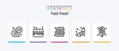 snel voedsel lijn 5 icoon pak inclusief . snel. voedsel. churro. creatief pictogrammen ontwerp vector
