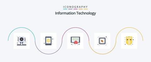 informatie technologie vlak 5 icoon pak inclusief verwerken. chippen. mobiel. centraal. telefoon vector