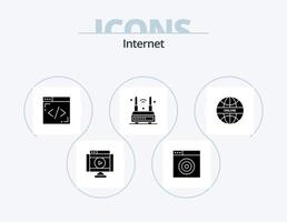 internet glyph icoon pak 5 icoon ontwerp. internetten. draadloze. codering. Wifi. router vector