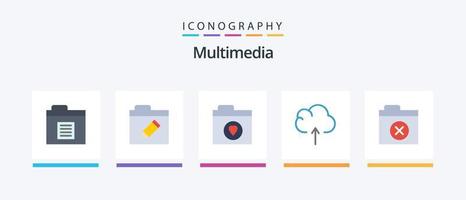 multimedia vlak 5 icoon pak inclusief . map. map. verwijderen. creatief pictogrammen ontwerp vector