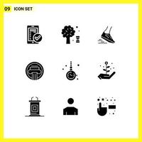 pictogram reeks van 9 gemakkelijk solide glyphs van decoratie architectuur boom kolom loper bewerkbare vector ontwerp elementen