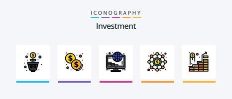 investering lijn gevulde 5 icoon pak inclusief . investering. bedrijf. begroting schatting. investering. creatief pictogrammen ontwerp vector