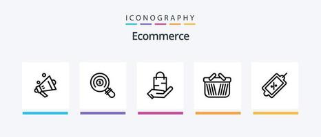 ecommerce lijn 5 icoon pak inclusief wiskunde. rekenmachine. spreker. winkelen. markt. creatief pictogrammen ontwerp vector