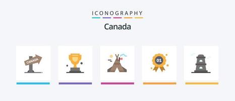 Canada vlak 5 icoon pak inclusief uitkijktoren. observatorium. brand werk. Canada. kenteken. creatief pictogrammen ontwerp vector