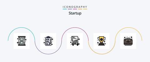 opstarten lijn gevulde vlak 5 icoon pak inclusief compleet. bedrijf. documenten. succes. kop vector