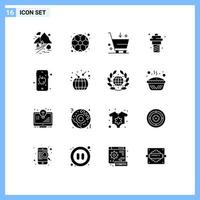 solide glyph pak van 16 universeel symbolen van mobiel ijs room spel voedsel e bewerkbare vector ontwerp elementen