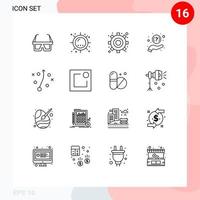 mobiel koppel schets reeks van 16 pictogrammen van plan ondersteuning zonneschijn vraag FAQ bewerkbare vector ontwerp elementen