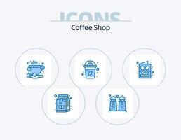 koffie winkel blauw icoon pak 5 icoon ontwerp. menu. koffie winkel. koffie. koffie. kop vector