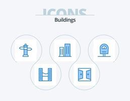 gebouwen blauw icoon pak 5 icoon ontwerp. machine. wijk. huis poort. bedrijf. architectuur vector