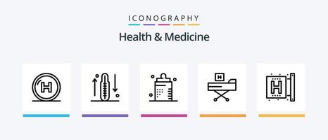 Gezondheid en geneeskunde lijn 5 icoon pak inclusief gezondheidszorg. ambulance. Gezondheid. het formulier. ziekte. creatief pictogrammen ontwerp vector