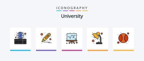 Universiteit lijn gevulde 5 icoon pak inclusief genetica. bureau. onderwijs. certificaat. creatief pictogrammen ontwerp vector