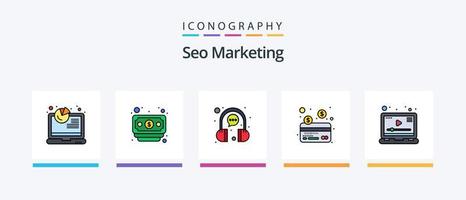 seo afzet lijn gevulde 5 icoon pak inclusief seo. marketing. chatten. financiën. communicatie. creatief pictogrammen ontwerp vector