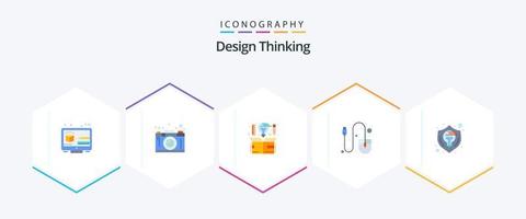 ontwerp denken 25 vlak icoon pak inclusief hulpmiddel. hardware. denken. computer. idee vector