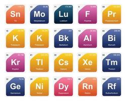 20 preiodisch tafel van de elementen icoon pak ontwerp vector