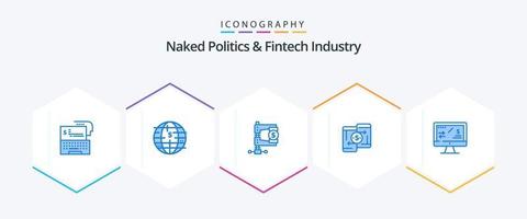 naakt politiek en FinTech industrie 25 blauw icoon pak inclusief betaling. mobiel. cryptogeld. hervorming. inkomen vector