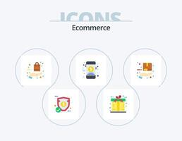 ecommerce vlak icoon pak 5 icoon ontwerp. bescherming. winkel. tas. geld. boodschappen doen vector