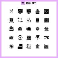 reeks van 25 modern ui pictogrammen symbolen tekens voor envelop machine computer afdrukken printer bewerkbare vector ontwerp elementen